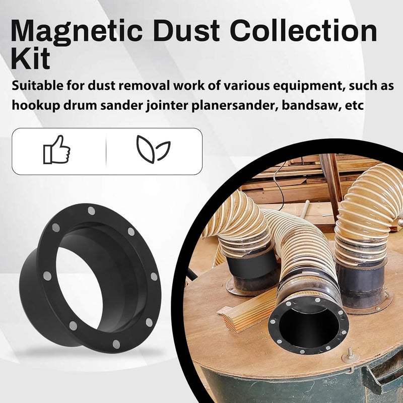 Senmy Magnetic Dust Collection Fittings, Quick Connect Magnetic Dust Collection System for 4" Woodwork Shop Vacuums Dust Hose, Efficiently Transfer Hoses Between Machines - Image 2